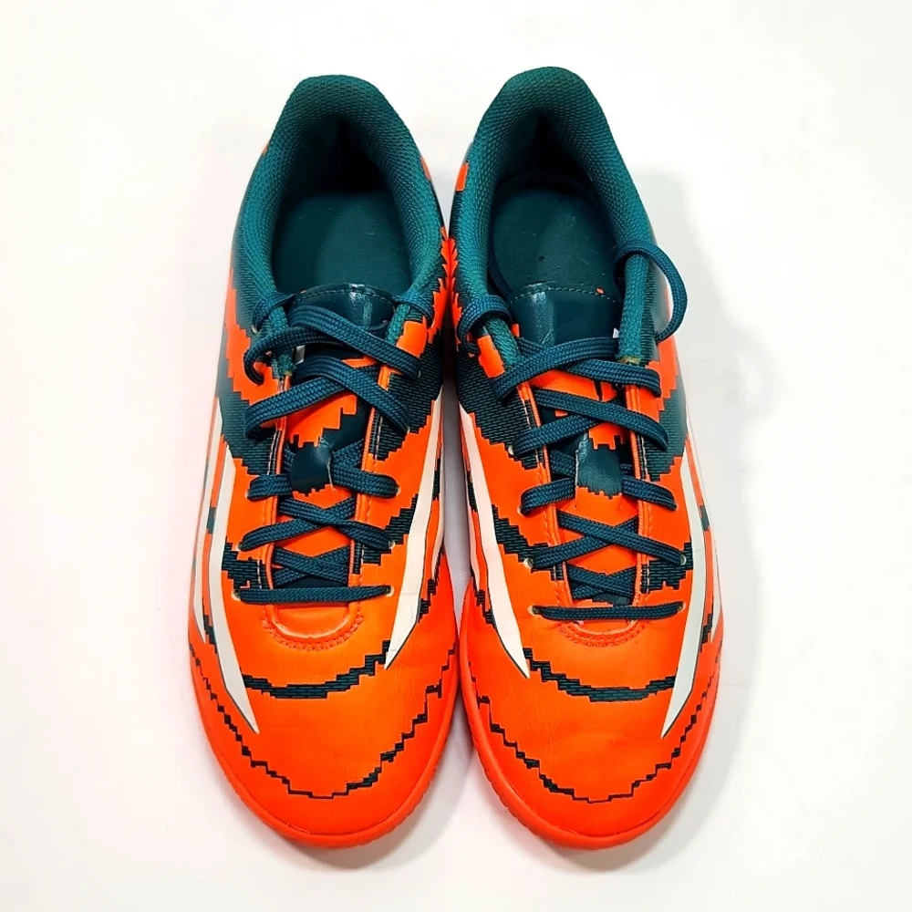 ADIDAS Leather Lace Up Boys Orange / Green Runners (4.5) - Picture 1 of 9
